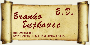Branko Dujković vizit kartica